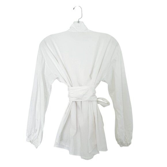 Sézane Kimono Style Tie Waist White Blouse - Picture 5 of 9